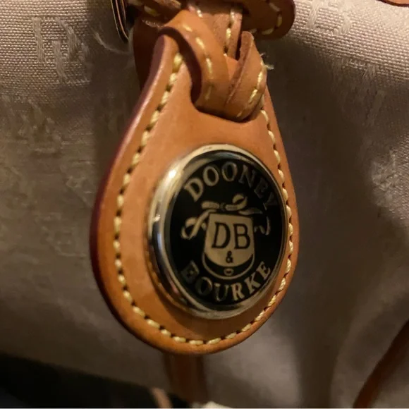 Dooney & Burke canvas rectangular satchel tan and brown - Picture 9 of 12